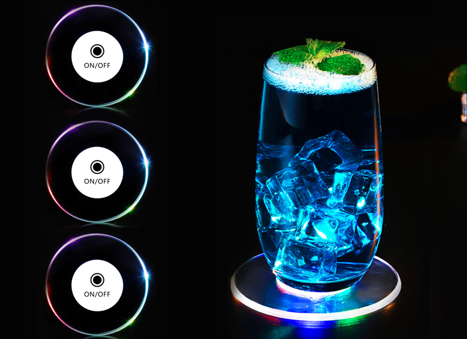 Acrylic Mini Crystal Coaster Led Cup Coaster Cup Pad Holder For Home Bar Cool Decoration